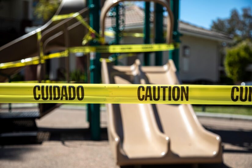 Caution Tape Around A Playground