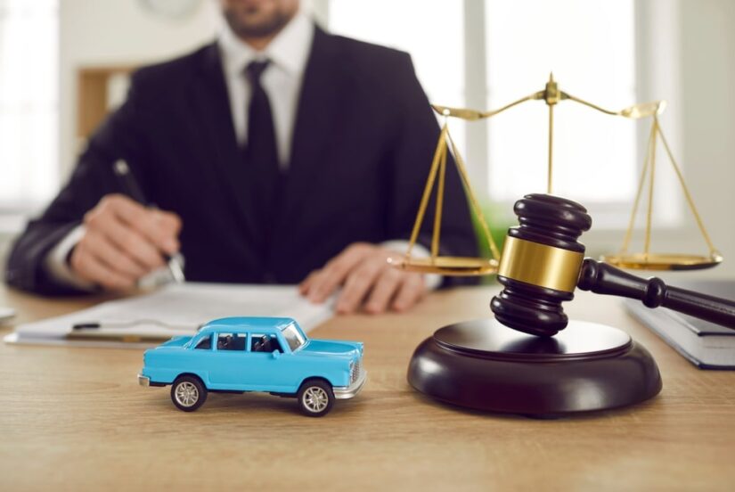 Attorney And A Blue Toy Car In Front Of Him