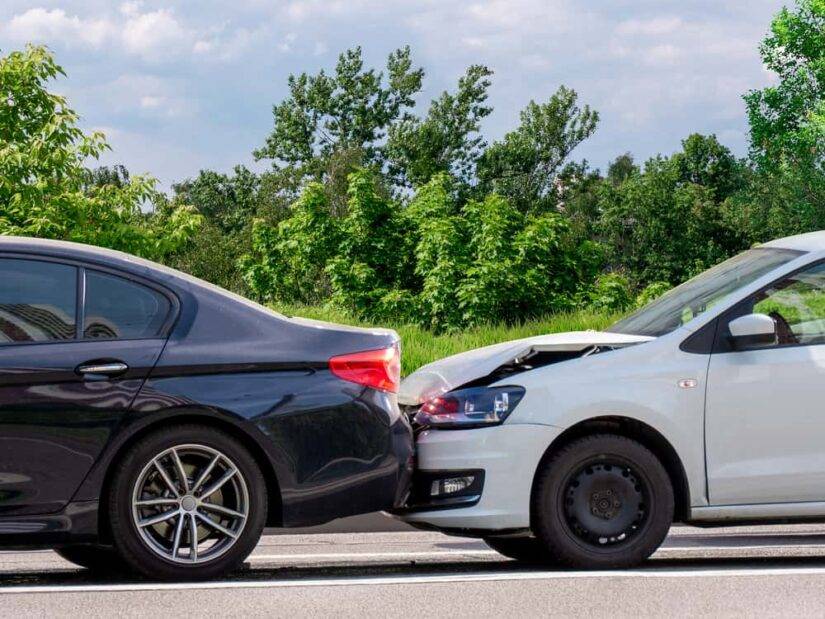 White Car Frontally Crashed Into A Black Car